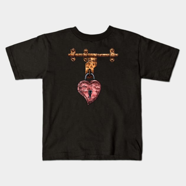 Padlock Heart, Love Kids T-Shirt by StabbedHeart